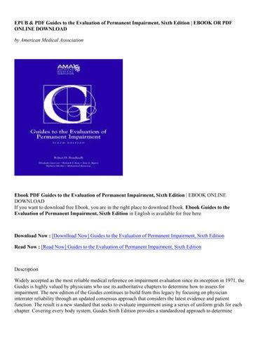 Download Guides to the Evaluation of Permanent Impairment PDF Kindle Editon