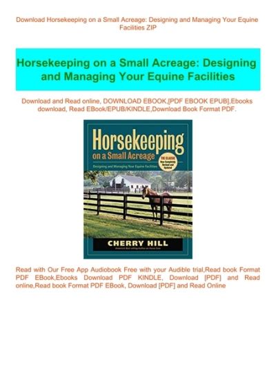 Download Horsekeeping on a Small Acreage  Designing and Managing Your Equine Facilities PDF Doc