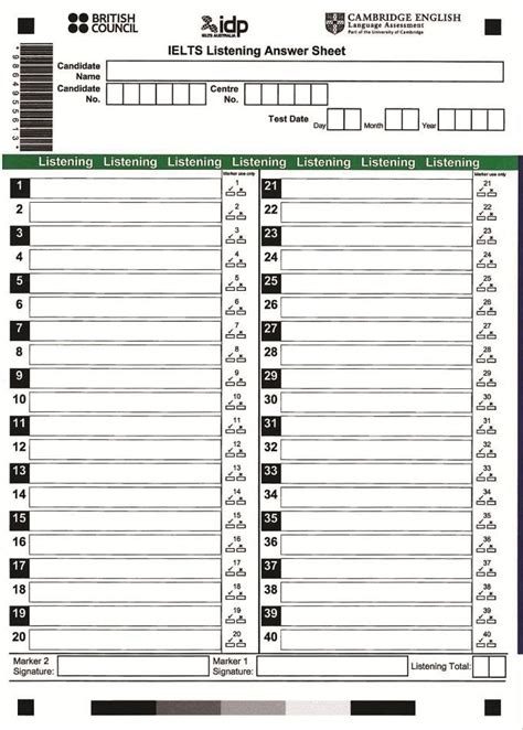 Download Ielts Answer Sheet Doc