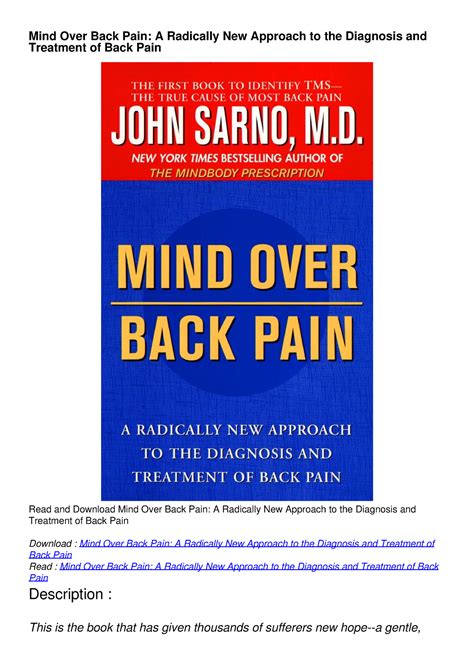 Download Mind Over Back Pain PDF Reader