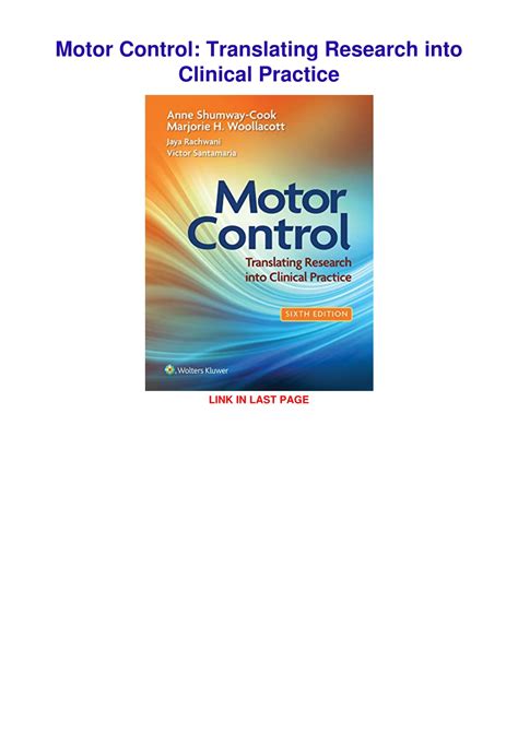 Download Motor Control Translating Research into Clinical Practice PDF Epub