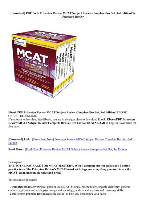 Download Princeton Review MCAT Subject Review Complete Set PDF.rar Doc