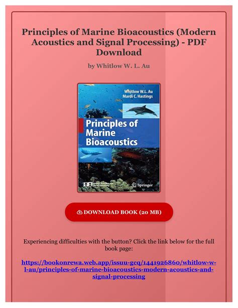 Download Principles of Marine Bioacoustics  Modern Acoustics and Signal Processing PDF PDF