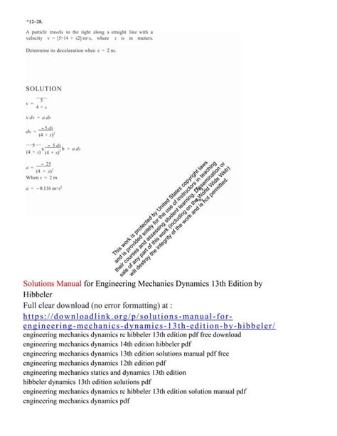 Download Solution Manuals Of Dynamics 13th Epub