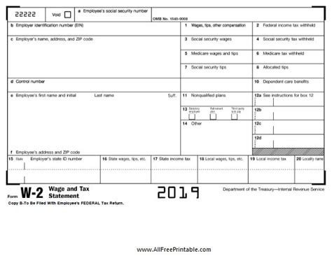 Downloadable Printable Secure Blank W-2 W2 Forms