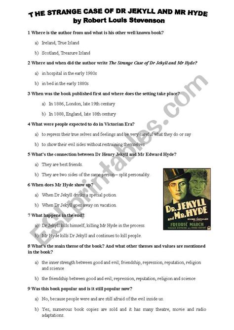 Dr Jekyll And Mr Hyde Activity Answers Kindle Editon