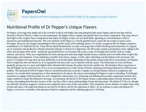 Dr Pepper's Nutritional Profile