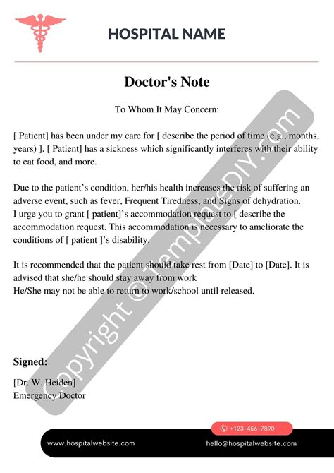 Dr Sick Note Template
