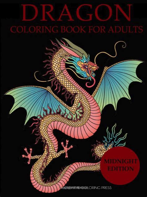 Dragon Coloring Book for Adults Midnight Edition Adult Coloring Books Black Background Kindle Editon