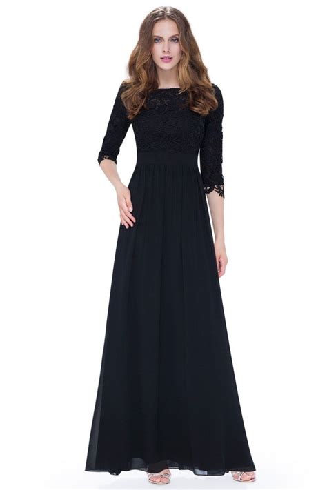 Drawstring 3/4-sleeve long dresses