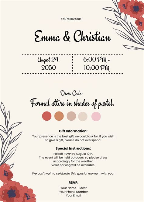 Dress Code Invitation Template