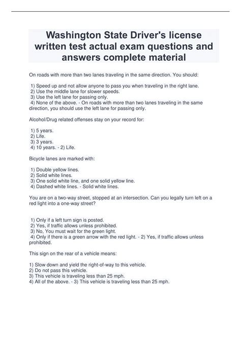 Driver License Answers And Questions PDF