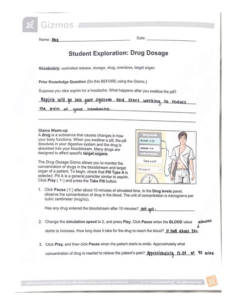 Drug Dosage Gizmo Answer Key Doc