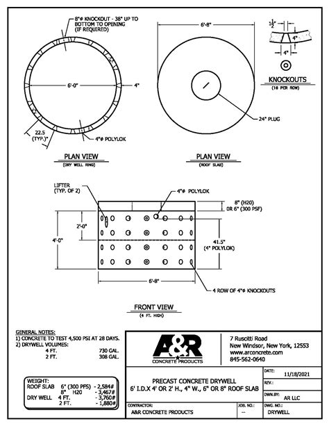Drywell Size Chart