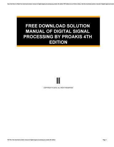 Dsp By Proakis Solution Manual Kindle Editon