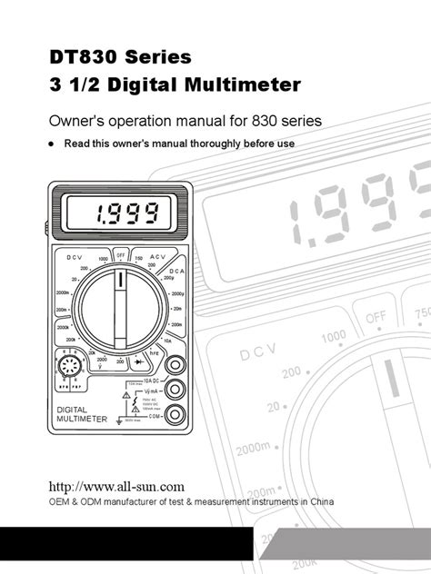 Dt830 Digital Multimeter Instructions Ebook Kindle Editon