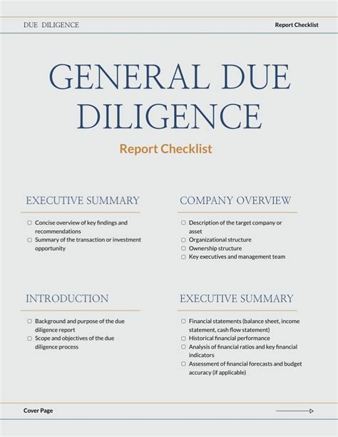 Due Diligence Report Template