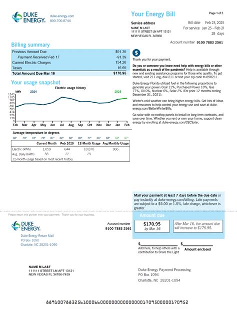 Duke Energy Bill Template