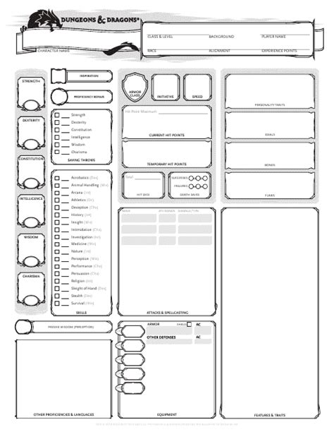 Dungeons And Dragons Character Template