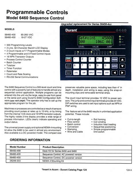 Durant 6460 Sequence Control pdf Epub