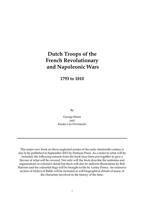 Dutch Troops Of The French Revolutionary And Napoleonic Wars PDF Epub