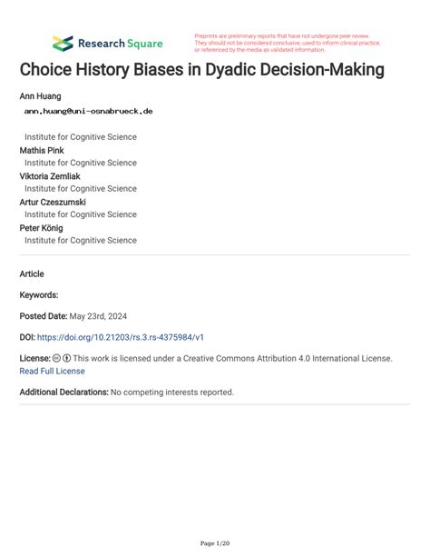 Dyadic Decision Making Origin and Impact of a Scientific Revolution Doc