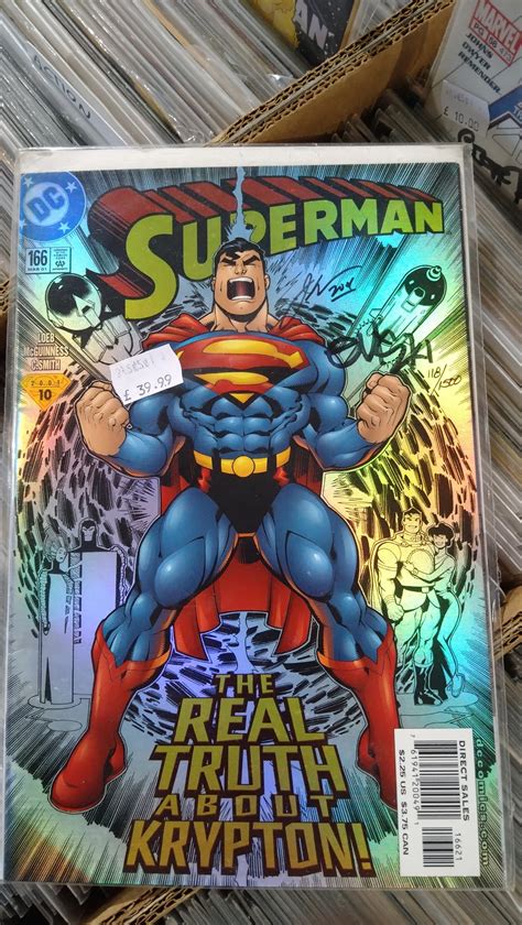 Dynamic Forces Superman 166 Comic signed Jeph Loeb and Ed McGuinness with COA DF Signature Edition Holo Foil Variant Reader