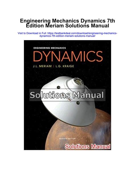 Dynamics 7th Edition Solution Manual Kindle Editon