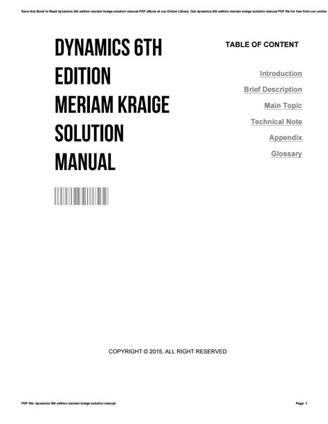 Dynamics Meriam 6th Edition Solution Manual Kindle Editon