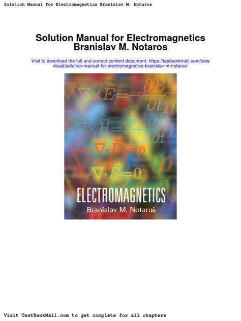 E BOOK ELECTROMAGNETICS BY BRANISLAV M NOTAROS SOLUTIONS MANUALPDF Epub