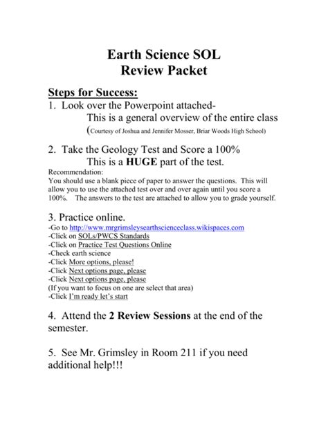 EARTH SCIENCE SOL REVIEW PACKET ANSWER KEY Ebook Doc