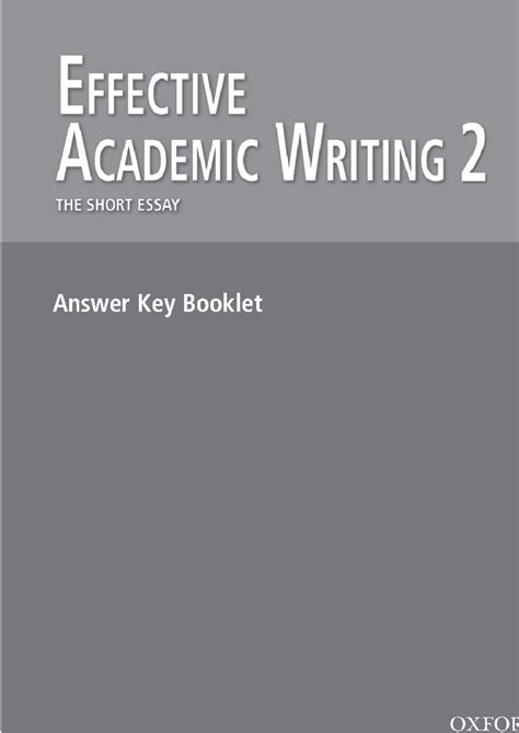 EFFECTIVE ACADEMIC WRITING 2 ANSWER KEY Ebook Doc