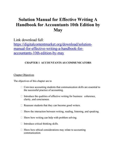 EFFECTIVE WRITING A HANDBOOK FOR ACCOUNTANTS SOLUTIONS Ebook Kindle Editon