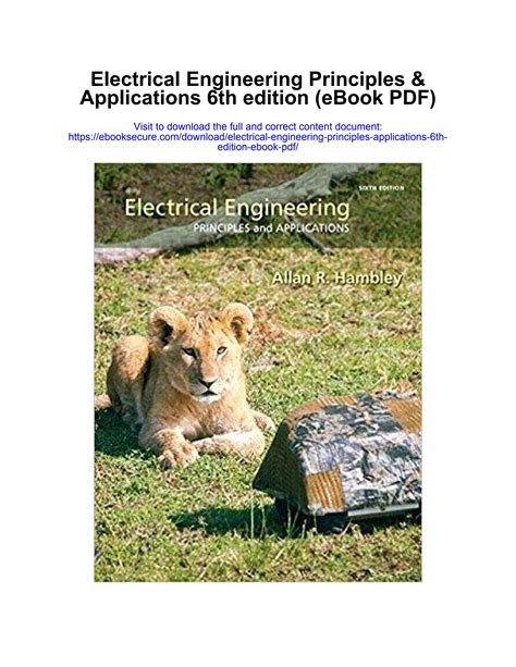 ELECTRICAL ENGINEERING PRINCIPLES AND APPLICATIONS 6TH EDITION SOLUTIONS PDF Ebook Epub