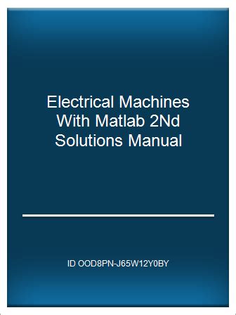 ELECTRICAL MACHINES WITH MATLAB SOLUTION MANUAL GENON Ebook Kindle Editon