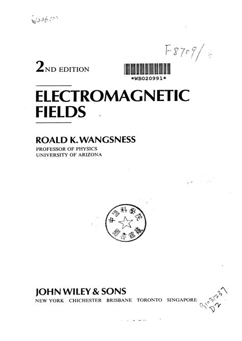 ELECTROMAGNETIC FIELDS WANGSNESS SOLUTION Ebook Epub