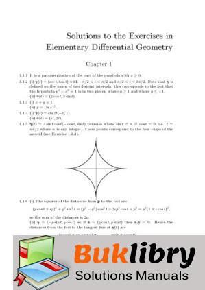 ELEMENTARY DIFFERENTIAL GEOMETRY PRESSLEY SOLUTION MANUAL Ebook PDF