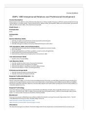 EMPL 1000 Interpersonal Relations and Professional Development pdf PDF