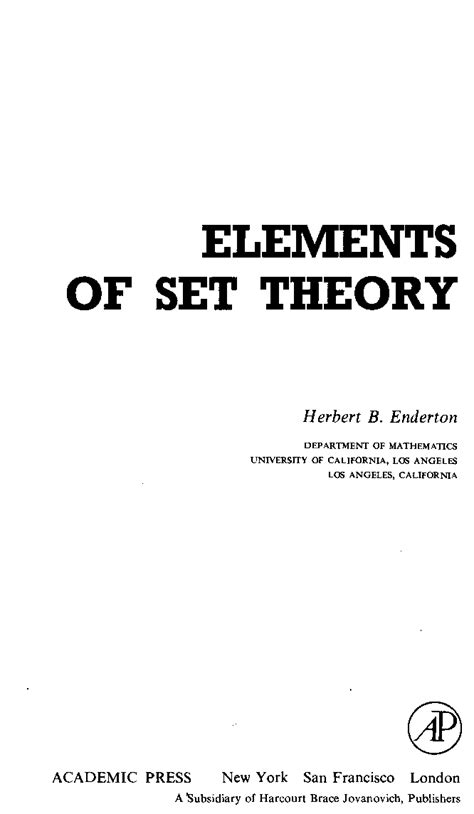 ENDERTON ELEMENTS OF SET THEORY SOLUTIONS Ebook Reader