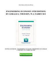 ENGINEERING ECONOMY THUESEN 9TH EDITION SOLUTION MANUAL Ebook Kindle Editon