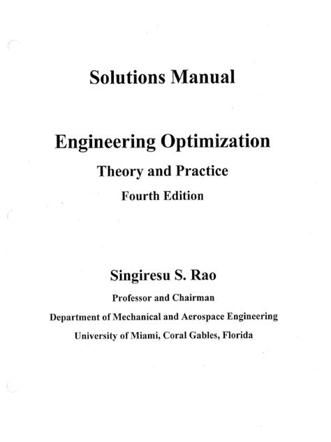 ENGINEERING OPTIMIZATION SOLUTION BY SS RAO MANUAL Ebook Kindle Editon