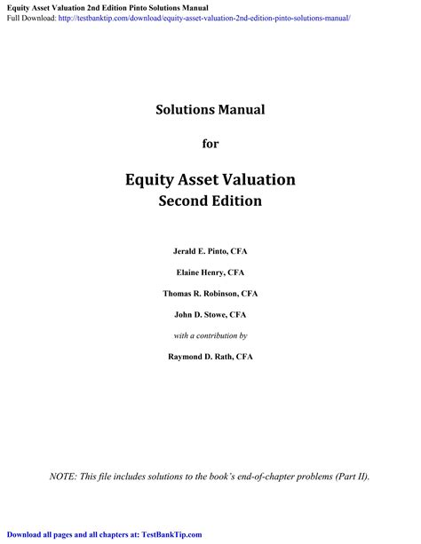 EQUITY ASSET VALUATION SECOND EDITION ANSWER Ebook Epub
