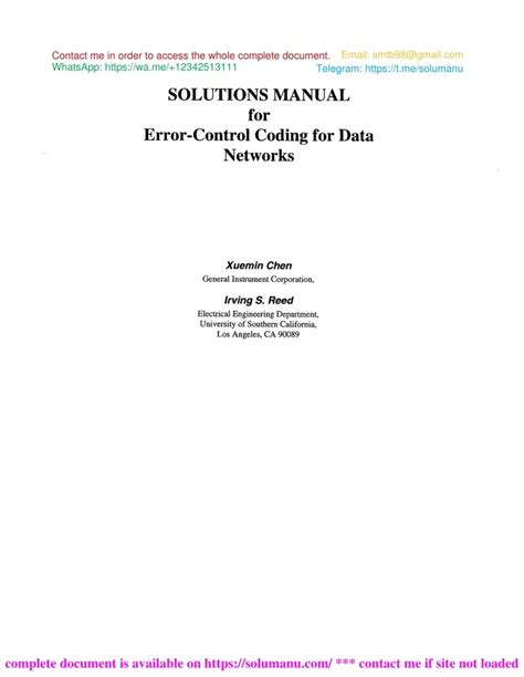 ERROR CONTROL CODING SOLUTION MANUAL DOWNLOAD Ebook Kindle Editon