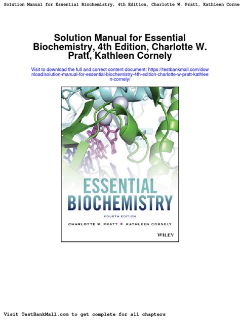 ESSENTIAL BIOCHEMISTRY PRATT SOLUTIONS MANUAL Ebook Doc