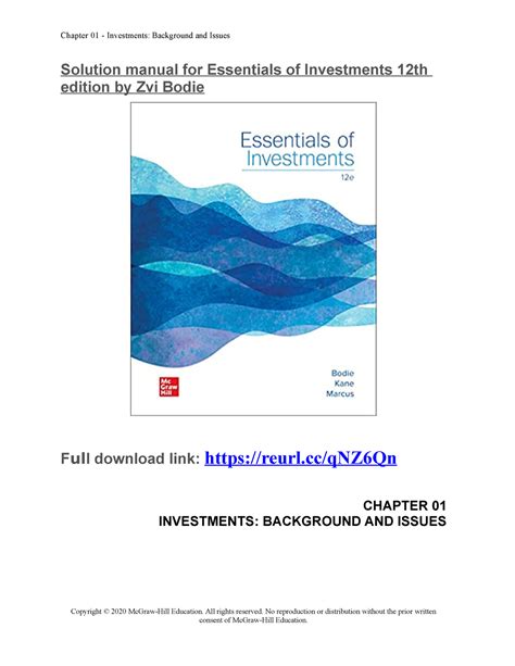 ESSENTIALS OF INVESTMENTS 8TH EDITION SOLUTIONS MANUAL Ebook PDF