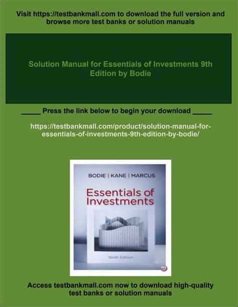 ESSENTIALS OF INVESTMENTS 8TH EDITION SOLUTIONS MANUAL Ebook PDF