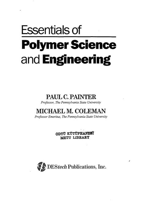 ESSENTIALS OF POLYMER SCIENCE AND ENGINEERING SOLUTIONS MANUAL Ebook Kindle Editon
