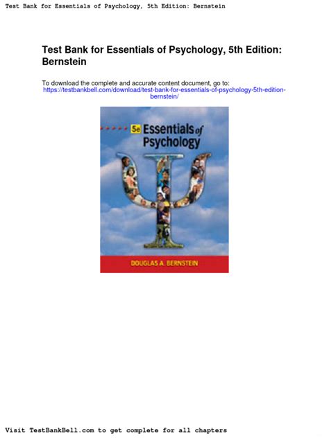 ESSENTIALS OF PSYCHOLOGY 5TH EDITION BERNSTEIN: Download free PDF ebooks about ESSENTIALS OF PSYCHOLOGY 5TH EDITION BERNSTEIN or Doc