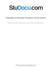 ESSENTIALS OF STOCHASTIC PROCESSES SOLUTION MANUAL Ebook Doc