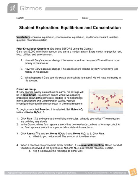 EXPLORELEARNING EQUILIBRIUM AND CONCENTRATION GIZMO ANSWER KEY Ebook Kindle Editon